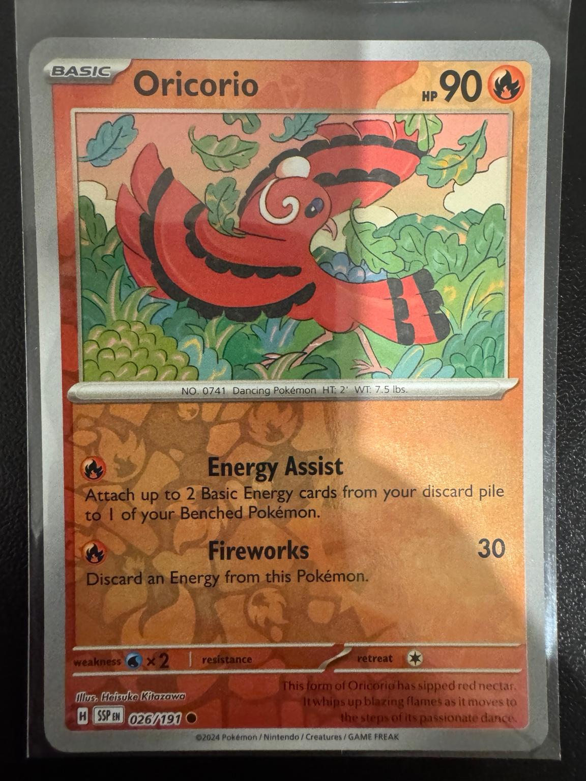 Pokémon Oricorio 026/191 Common Reverse Holo – Surging Sparks NM card photo
