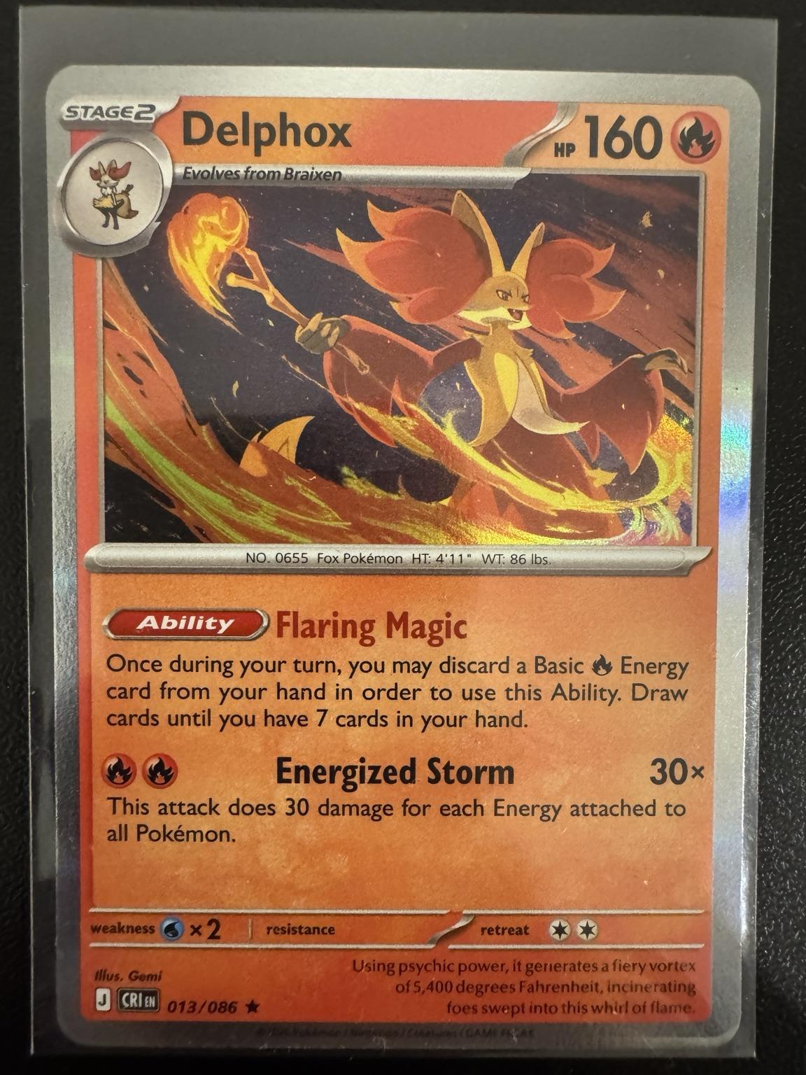 Pokémon Delphox 013/086 Holo Rare – Chaos Rising NM card photo