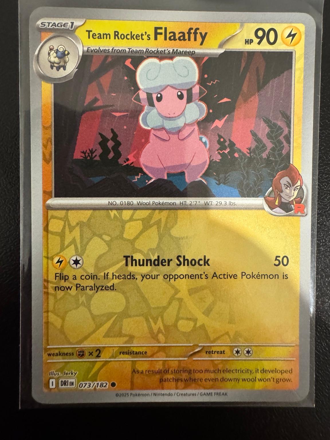 Pokémon Team Rocket's Flaaffy 073/182 Common Reverse Holo – Destined Rivals NM card photo