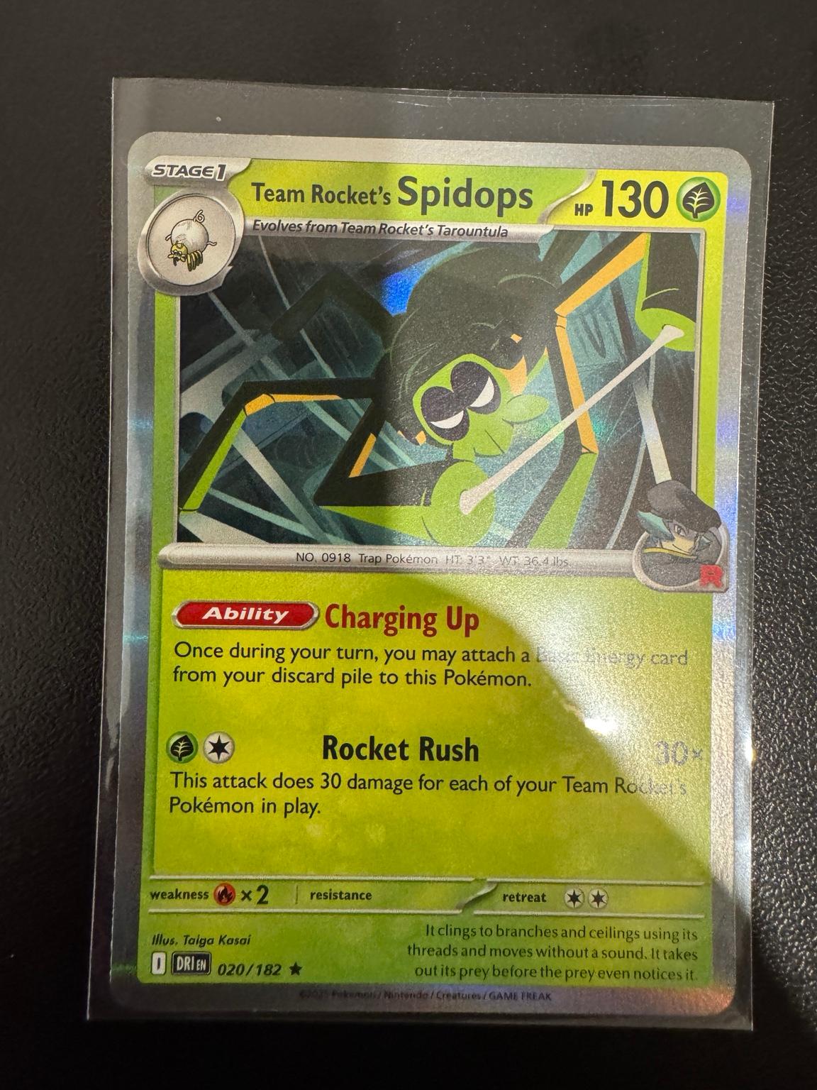 Pokémon Team Rocket's Spidops 20/182 Holo Rare – Deck Exclusives NM card photo