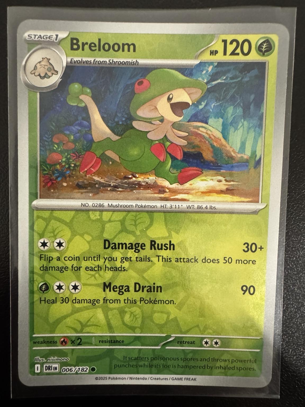 Pokémon Breloom 006/182 Common Reverse Holo – Destined Rivals NM card photo