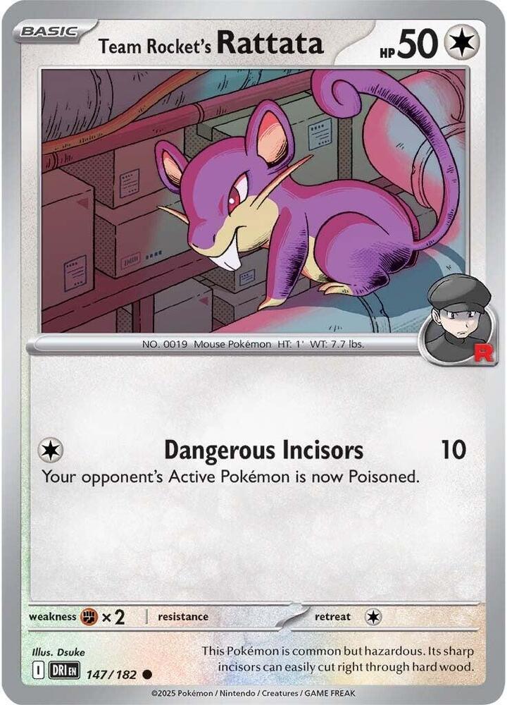 Team Rocket's Rattata 147/182 Reverse Holo from Destined Rivals
