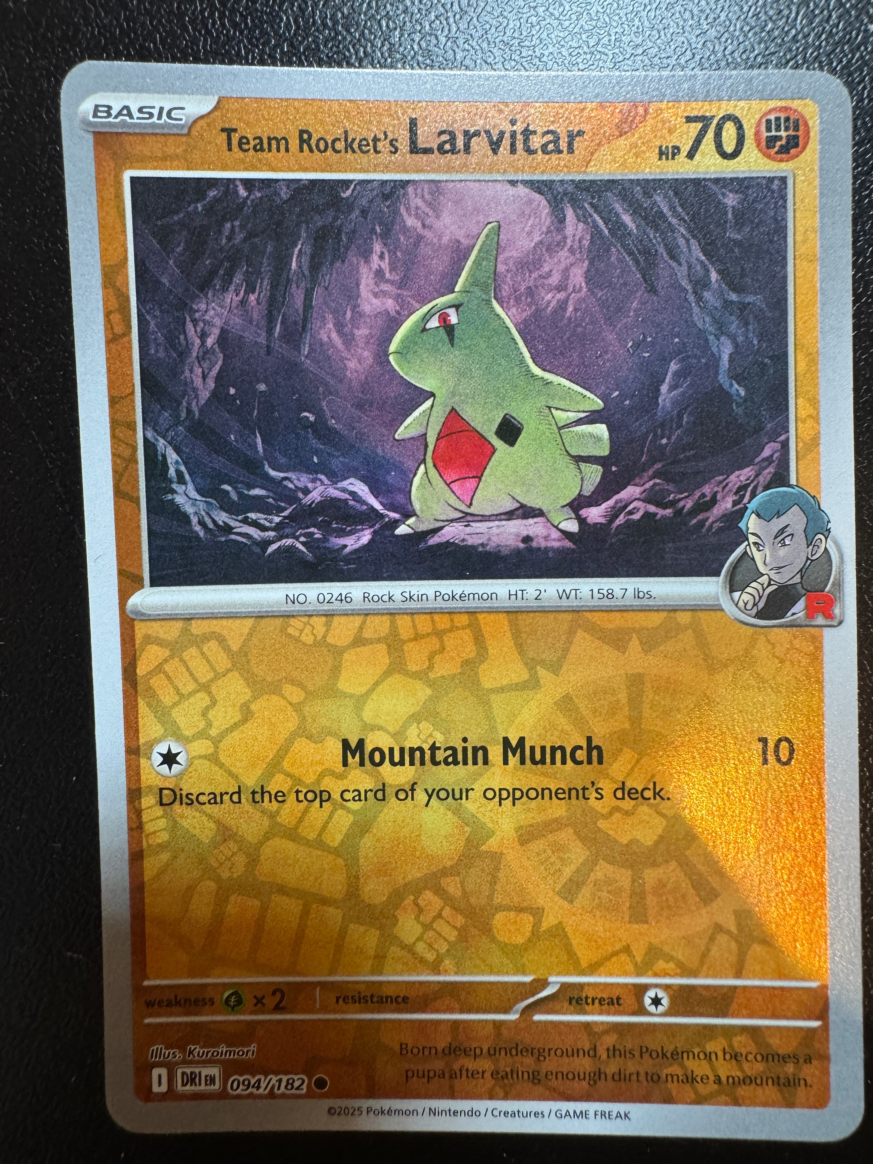 Pokémon Team Rocket’s Larvitar 094/182 Common Reverse Holo – Destined Rivals NM