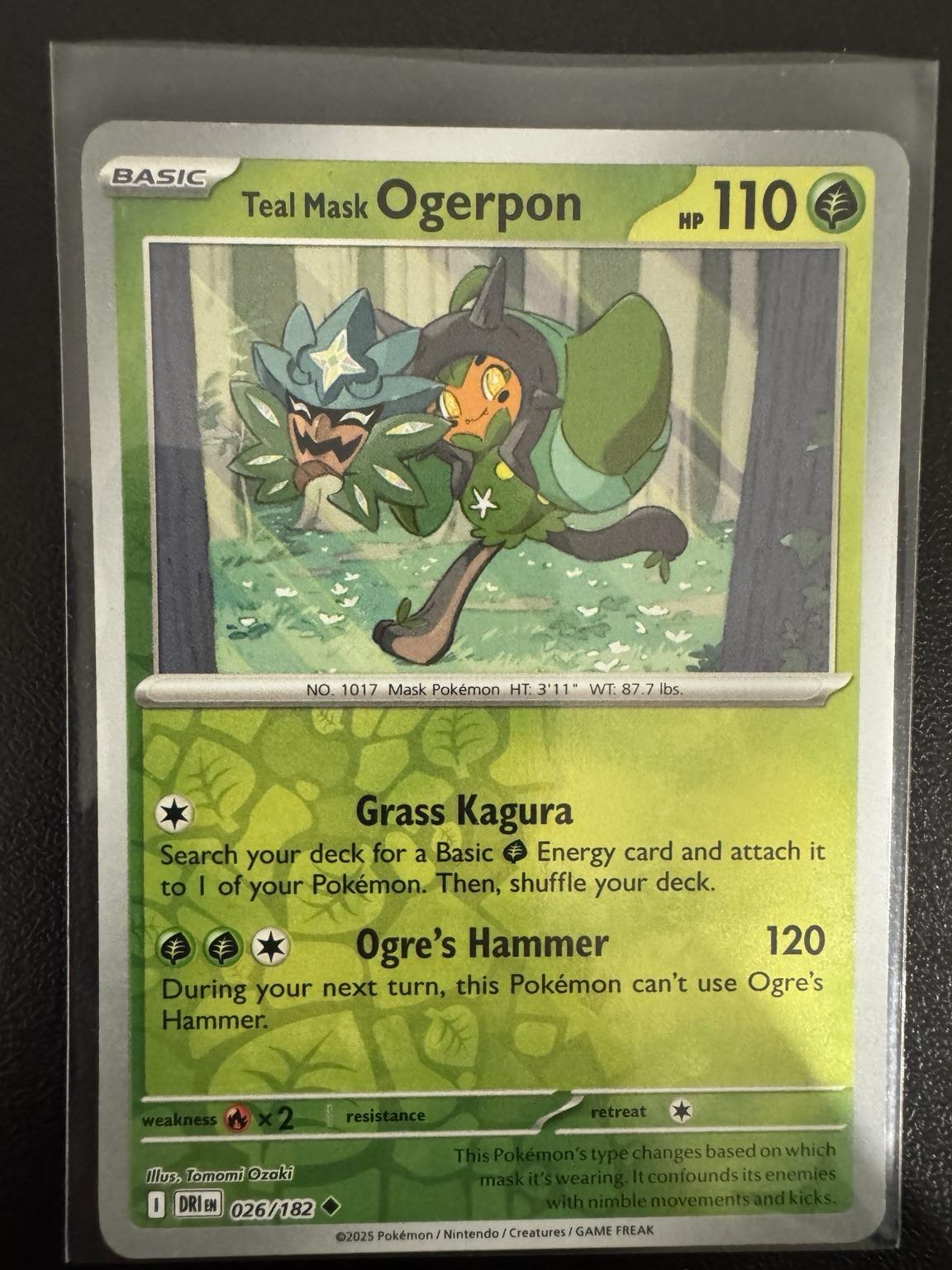 Pokémon Teal Mask Ogerpon 026/182 Uncommon Reverse Holo – Destined Rivals NM card photo
