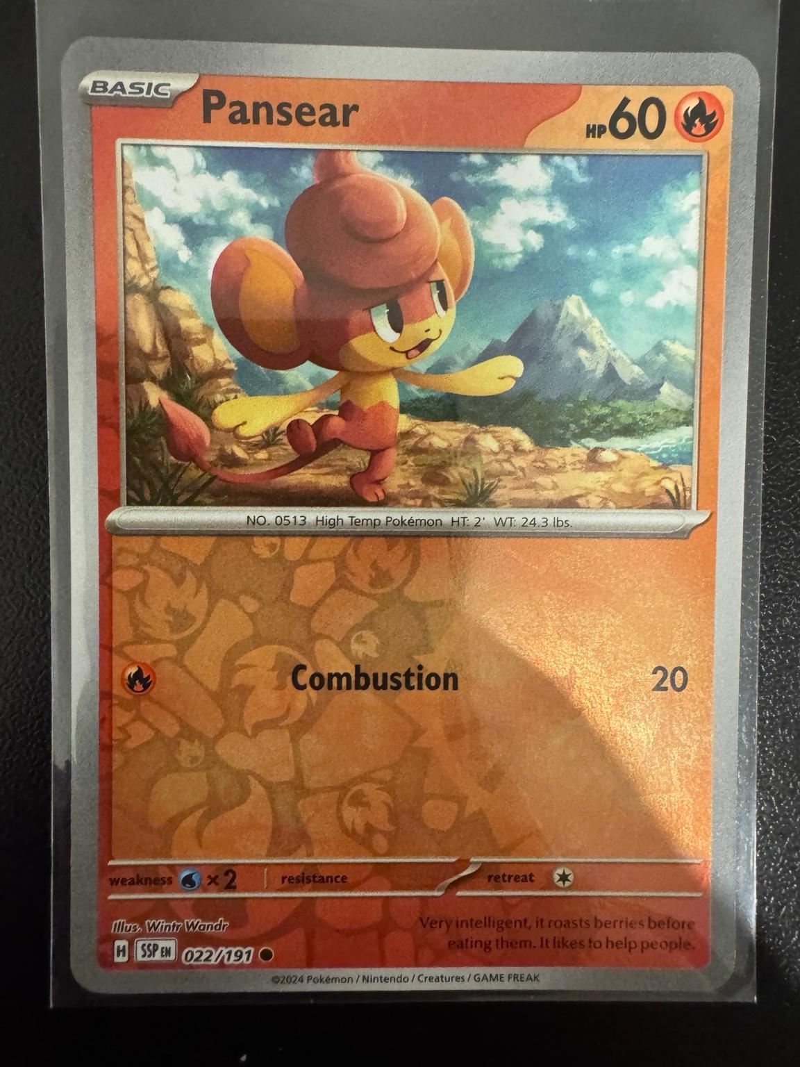 Pokémon Pansear 022/191 Common Reverse Holo – Surging Sparks NM card photo
