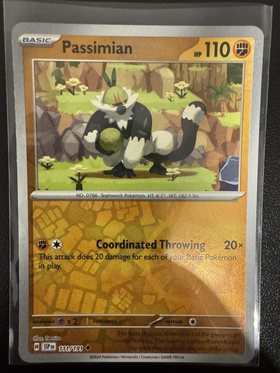 Pokémon Passimian 111/191 Uncommon Reverse Holo – Surging Sparks NM card photo