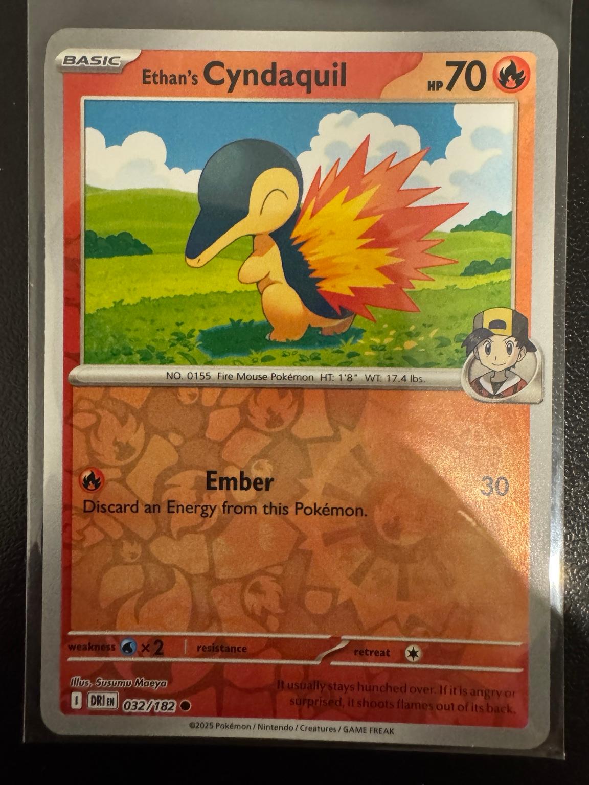 Pokémon Ethan's Cyndaquil 032/182 Common Reverse Holo – Destined Rivals NM card photo