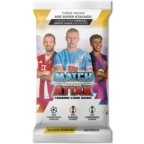 2025/26 Topps Match Attax UEFA Pack – 12 Cards sealed trading card pack