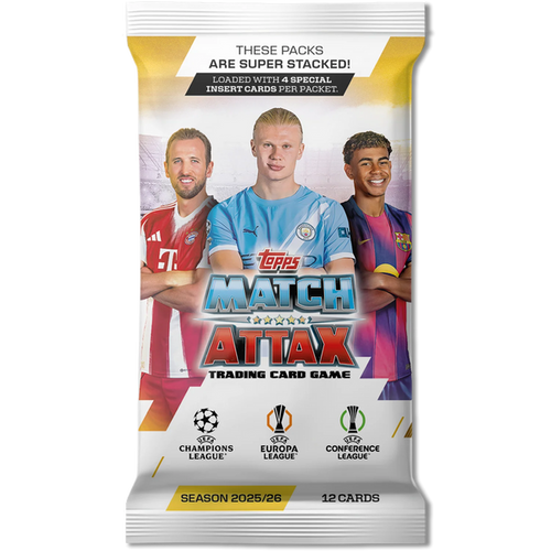 2025/26 Topps Match Attax UEFA Pack – 12 Cards sealed trading card pack