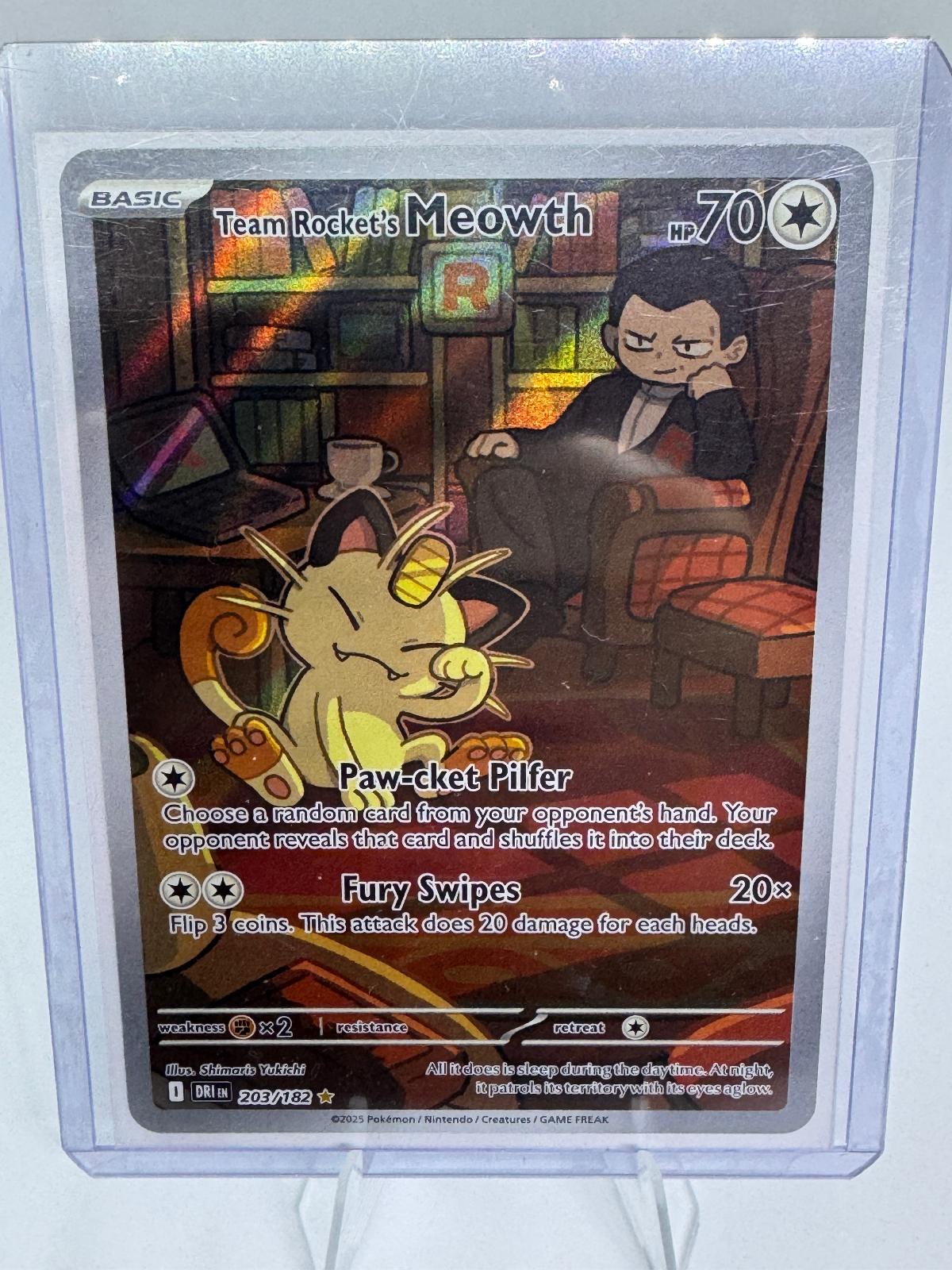 Team Rocket's Meowth 203/182 Pokemon card