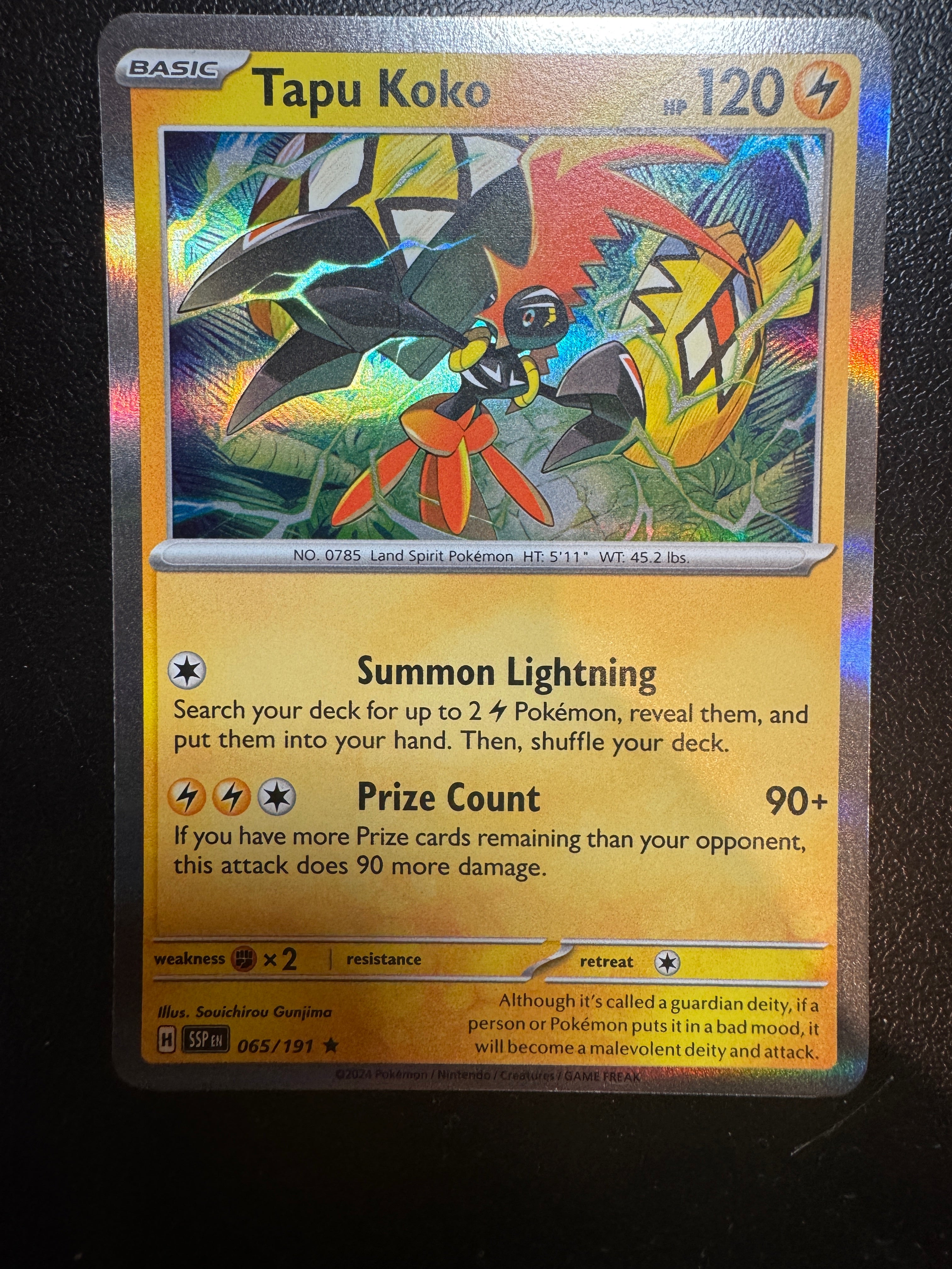 Pokémon Tapu Koko 065/191 Rare Reverse Holo – Surging Sparks NM