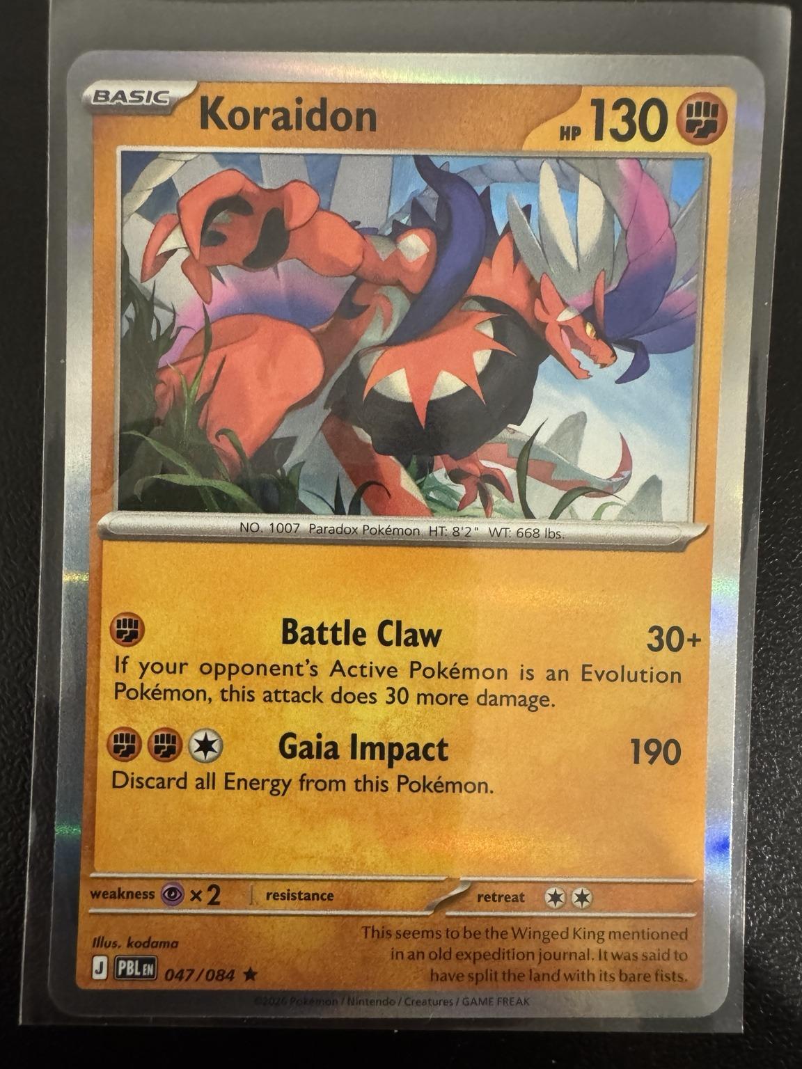 Pokémon Koraidon 047/084 Holo Rare – Pitch Black NM card photo