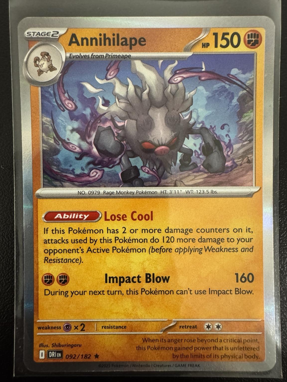 Pokémon Annihilape 092/182 Holo Rare – Destined Rivals NM card photo