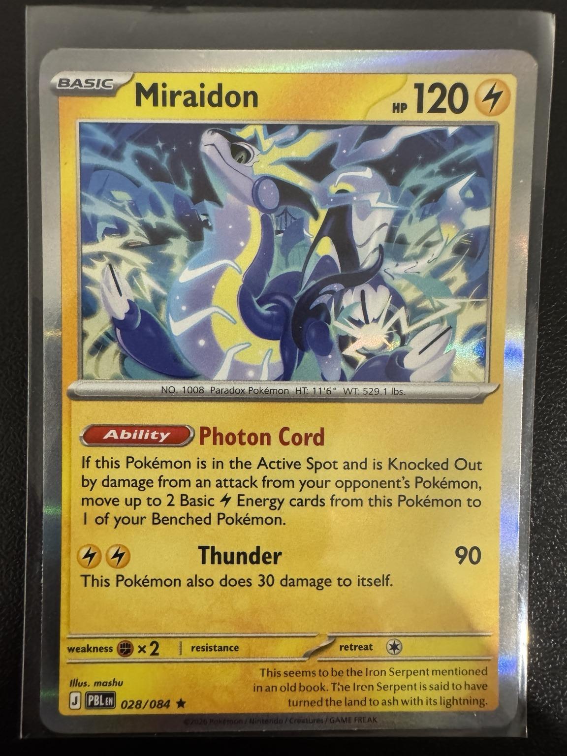 Pokémon Miraidon 028/084 Holo Rare – Pitch Black NM card photo